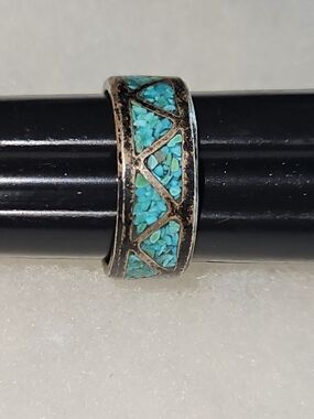 Vintage Zuni Turquoise Inlay Women’s Band Ring - Unbranded